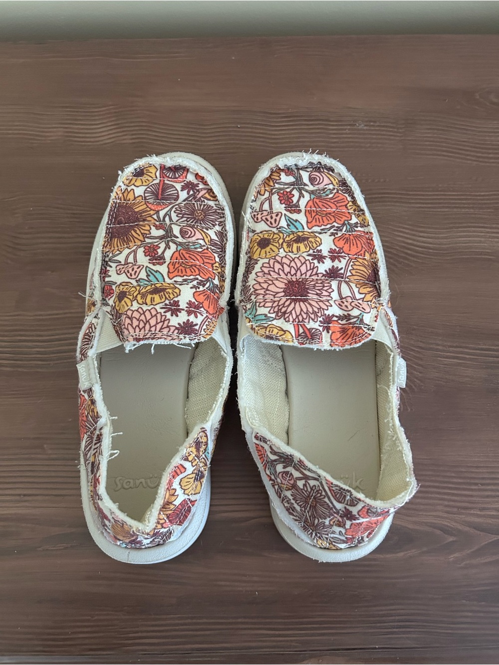 Sanuk Women's Floral Slip-On Flats - Orange, Pink, Yellow, Brown